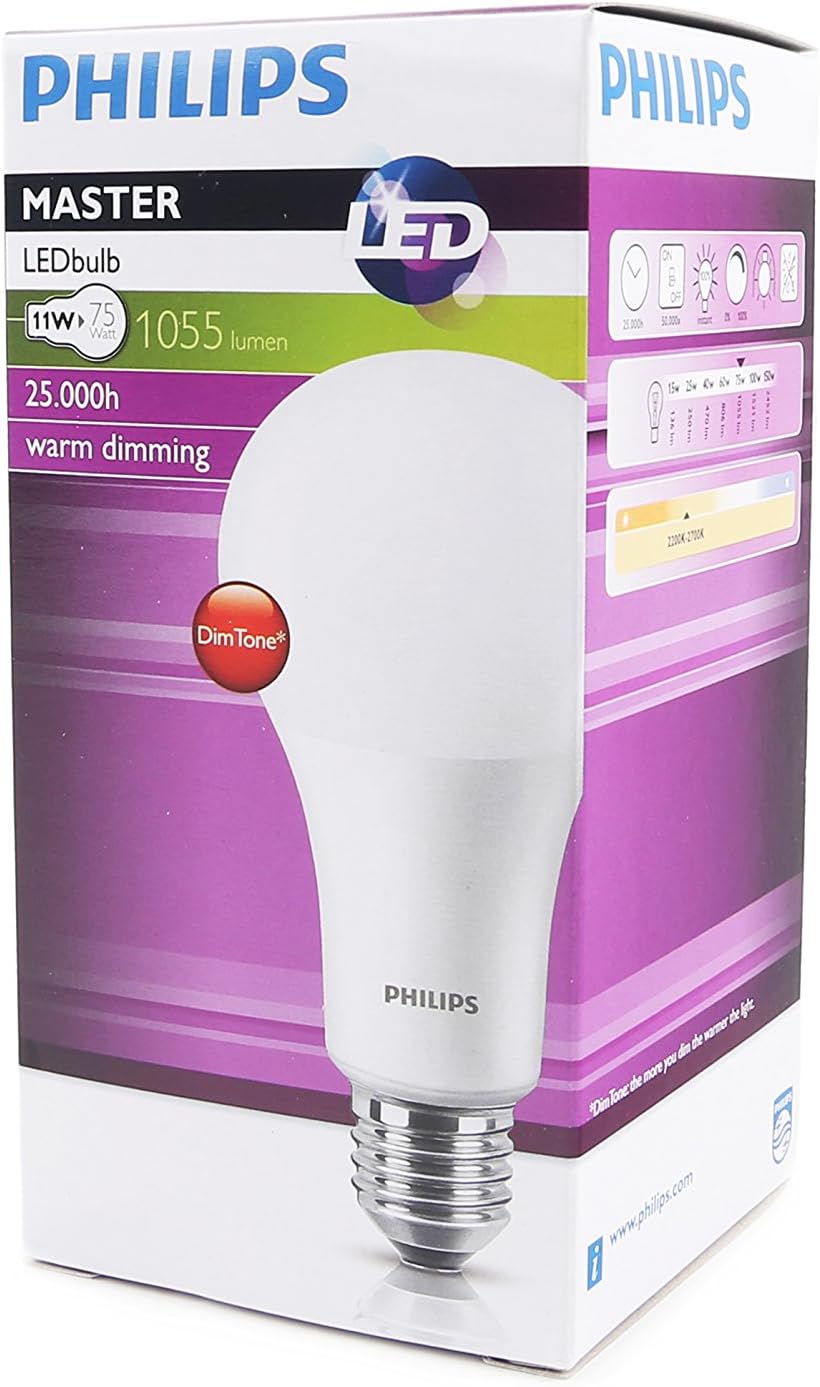 Philips Master LED 11 W (75 W) E27 Edison Screw, Bulb, Warm White, Dim Tone, Frosted - Image 3