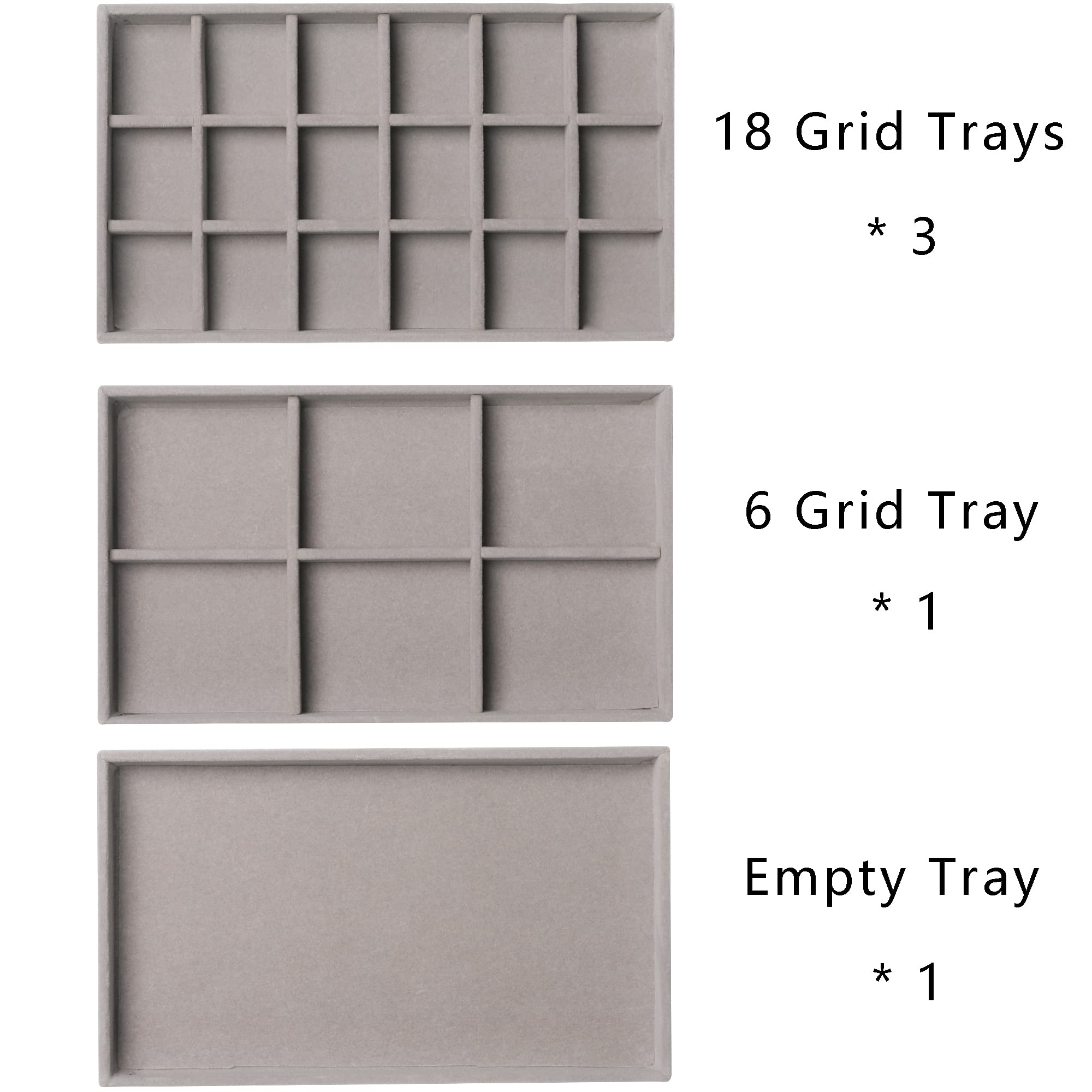Frebeauty Acrylic Jewelry Organizer Earring Organizer Box with 5 Drawers Stackable Earring Holder for Rings, Stud Earrings and Bracelets (Grey)