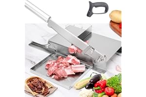 Moongiantgo Biltong Slicer Manual Meat Cutter with Scale - Stainless Steel Cutting Machine Hand Herb Root Slicer for Salami, 