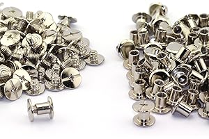 LQ Industrial 120sets Chicago Screw Cross Head Phillips Drive Binding Screws Rivet Book Binding DIY Leather Craft Assembly Bolt 5x6mm Silver