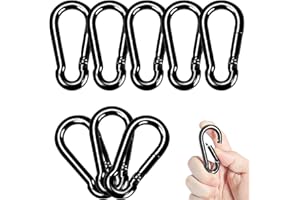 Carabiner Clips Black Twours Spring Snap Hooks Small Carabiners Heavy Duty Galvanized Steel Quick Links for Rust-Resistant Keychain Clips Outdoor Hiking Camping Hammock Fishing 1.56" 1.97" 2.36" 3.15"