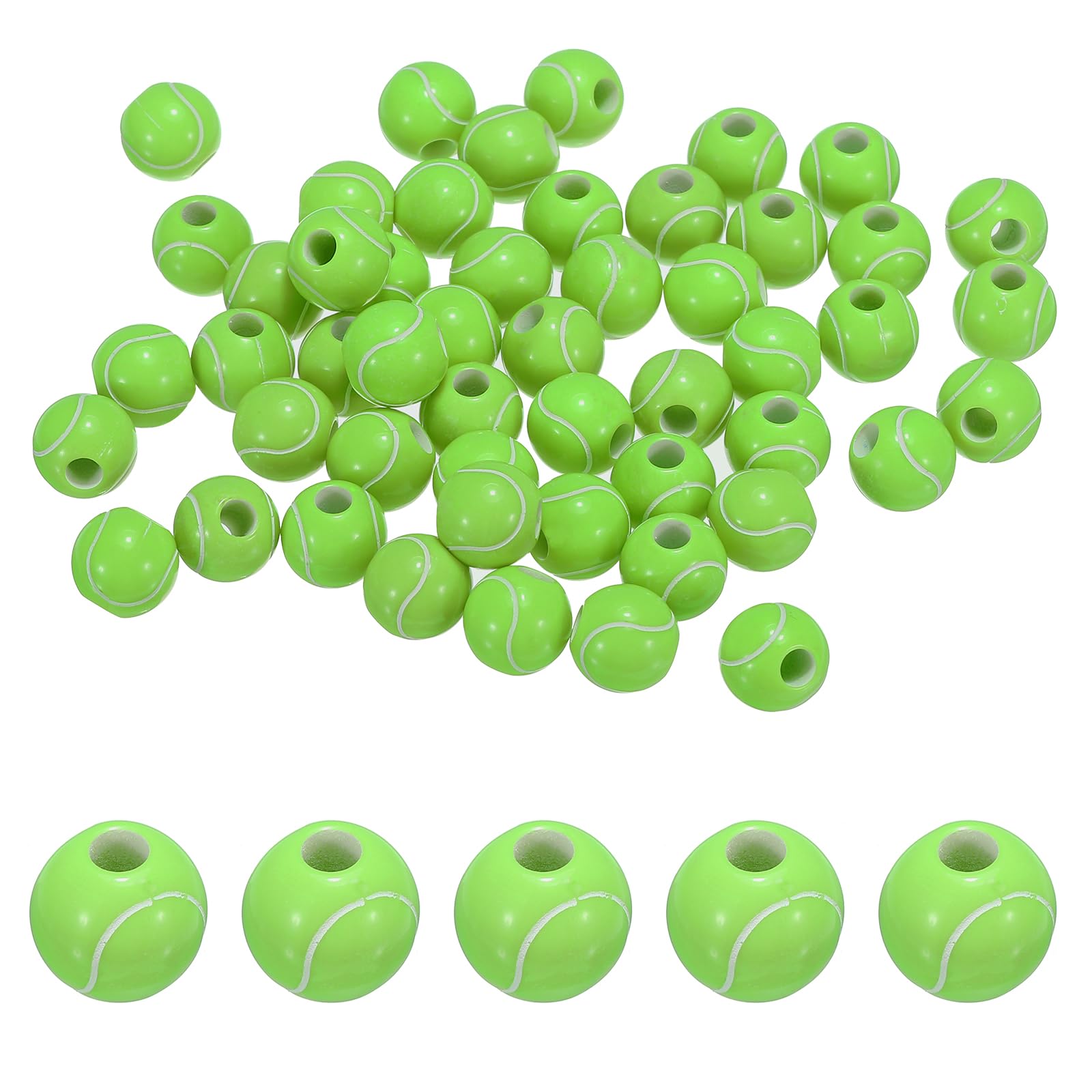 PATIKIL 12mm Sports Ball Beads, 60 Pack Opaque Acrylic Sports Beads Tennis Beads Spacer Loose Beads Craft for DIY Necklace Bracelet Lanyard Earring Green