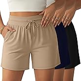 Neer 3 Pack Women's Plus Size Sweat Shorts, Drawstring Lounge Shorts Casual Summer Lightweight Soft Shorts with Pockets