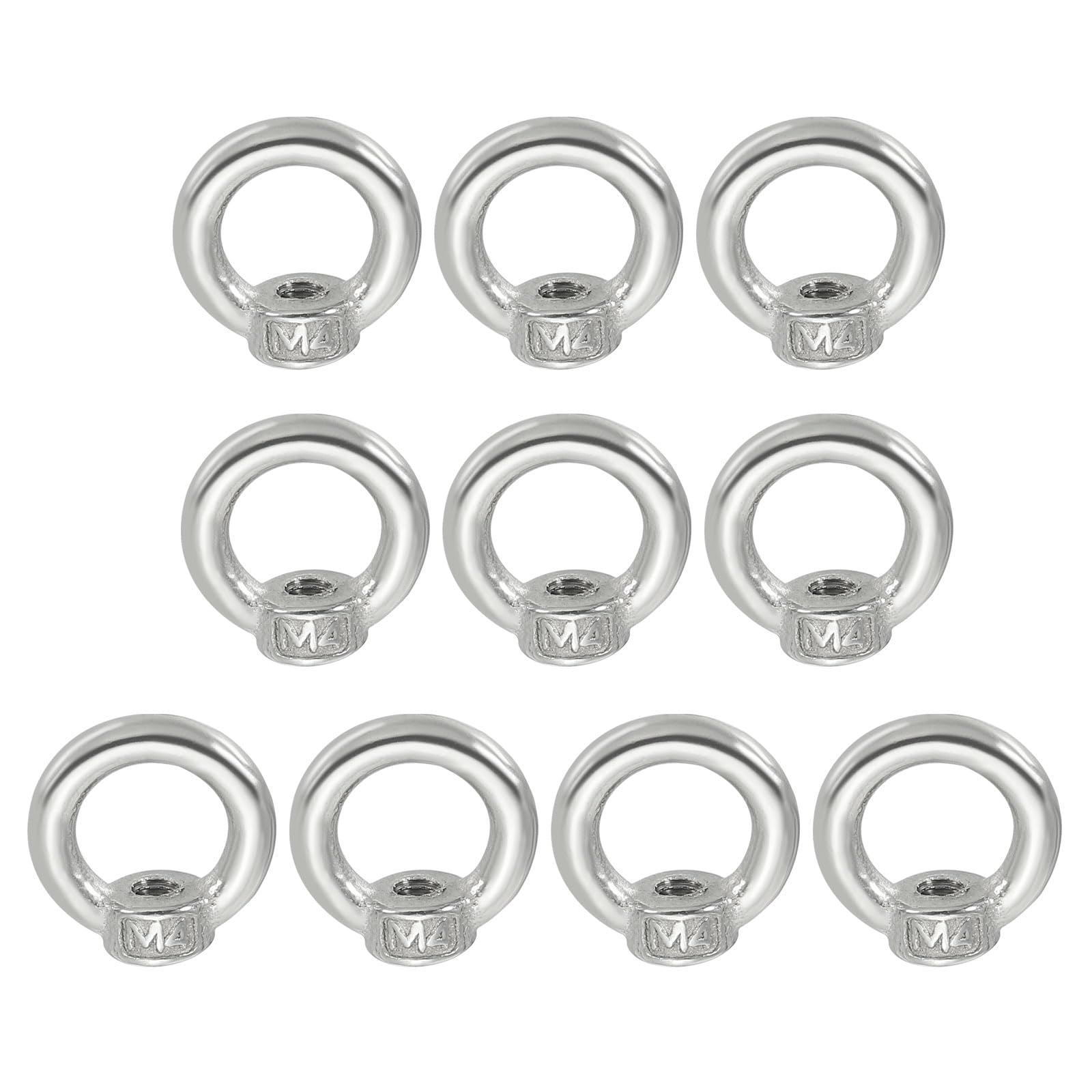 PATIKIL Lifting Eye Nut M4, 10Pcs 304 Stainless Steel Female Thread Nuts Fastener Shoulder Metric Ring for Marine
