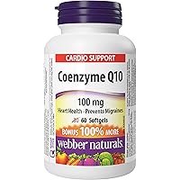 Webber Naturals Coenzyme Q10 (CoQ10) 100 mg, 60 Softgels, High Potency Antioxidant, For Heart Health, Cellular Energy Product