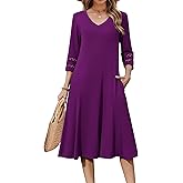Zeagoo Women Casual Dress 3/4 Sleeve Casual Loose Midi Dress