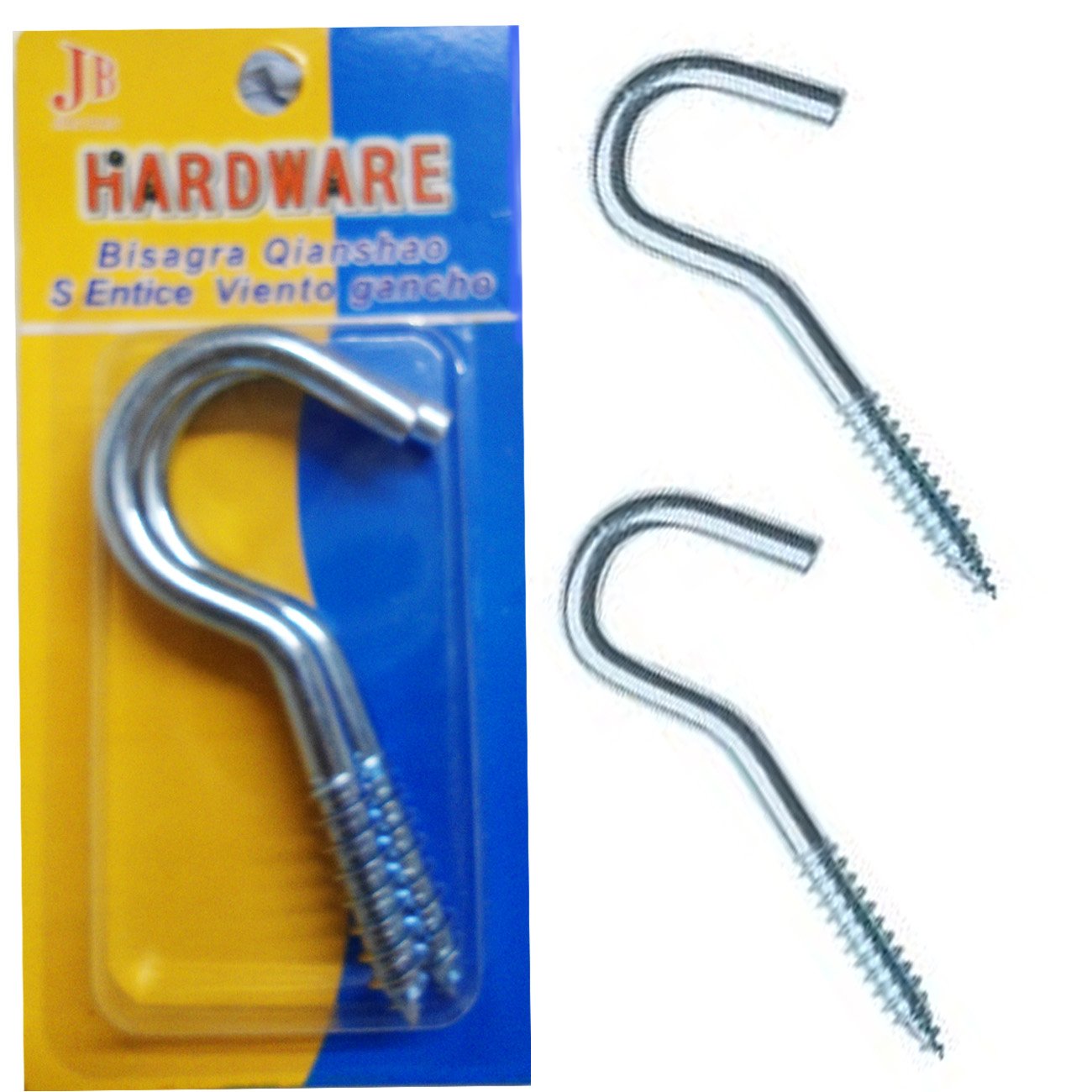 2 x Screw Hook Nails Large S Heavy Duty Wall Fixing Hanging Steel Thread Screws 100mm
