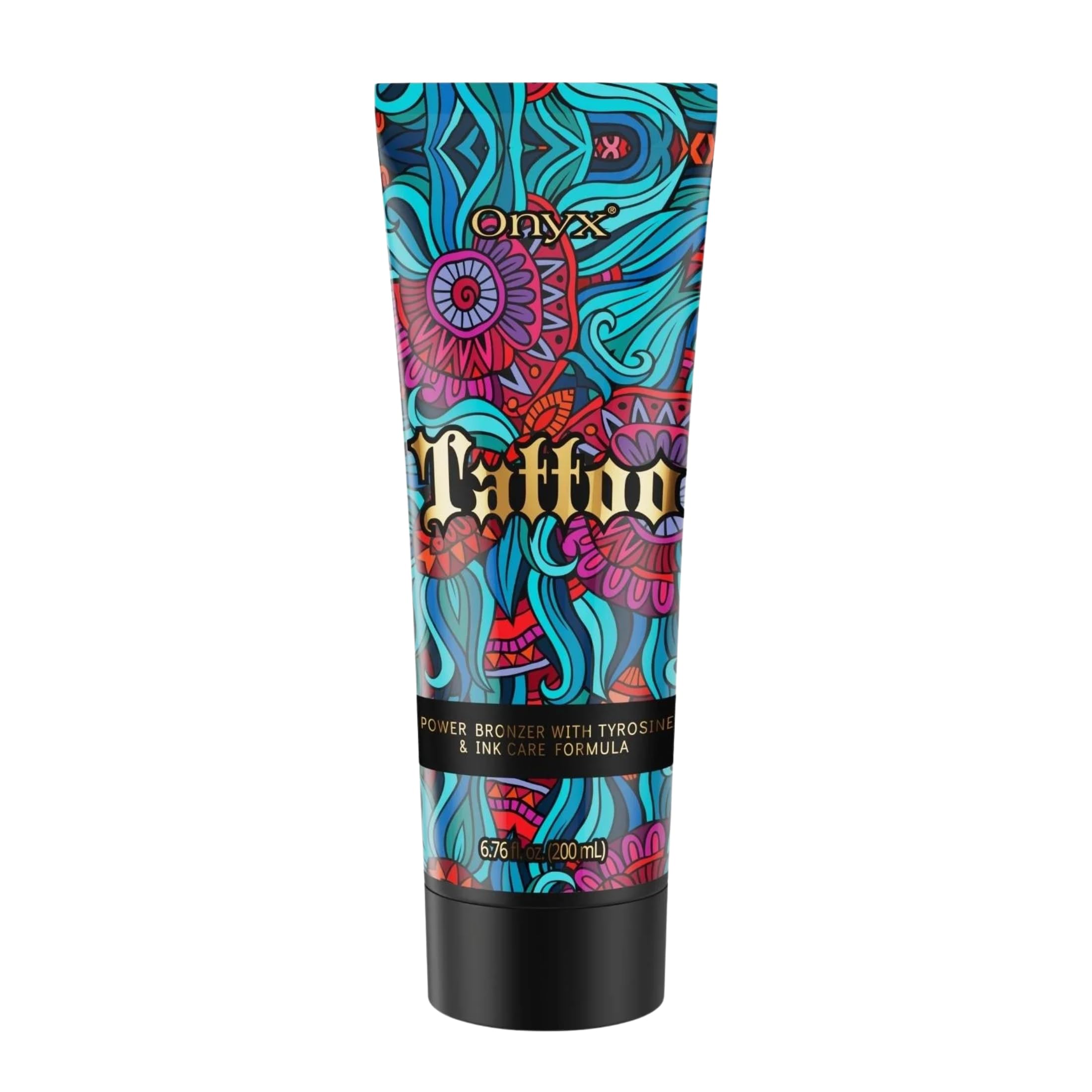 Onyx Tattoo Fade Protection Sunbed Cream - Tanning Accelerator for Tattooed Skin | Indoor Use Hydrating Streak Free Formula with Tyrosine | Fruit Extracts for Even Dark Tanning Results 200 ml