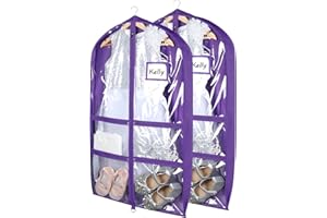 Syeeiex PVC Kids Dance Costume Bags,40 inch Clear Garment Bag for Dance Competitions,with 4 Medium Clear Zipper Pockets with 