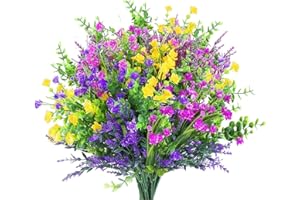 MEIYUETAOSI 12 Bundles of Premium Outdoor Artificial Flowers - UV Resistant & Weatherproof Fake Flowers for Garden, Patio, Po