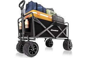 EchoSmile Collapsible Wagon Cart, Outdoor Utility Folding Camping Wagon, Large Capacity Foldable Wagon, Heavy Duty Portable B
