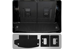 Thinzyou Cargo Mat Compatible with 2016-2024 Dodge Durango 6&7 Seats Cargo Liner Trunk Liner TPE Back Seat Cover Protector 2023 Durango Accessories (Fit 6&7 Seats, 3rd Row Backrest Mats+Trunk Mat)