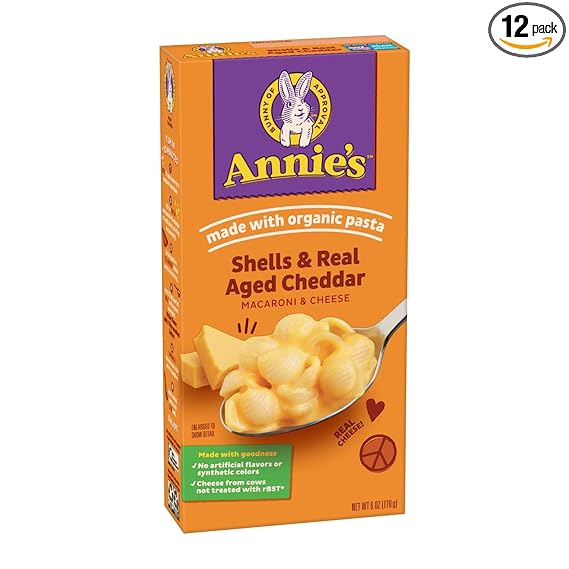 Annie S Shells Aged Cheddar Macaroni And Cheese Mac And Cheese 6 Oz Packaged Macaroni And Cheese Grocery Gourmet Food Amazon Com