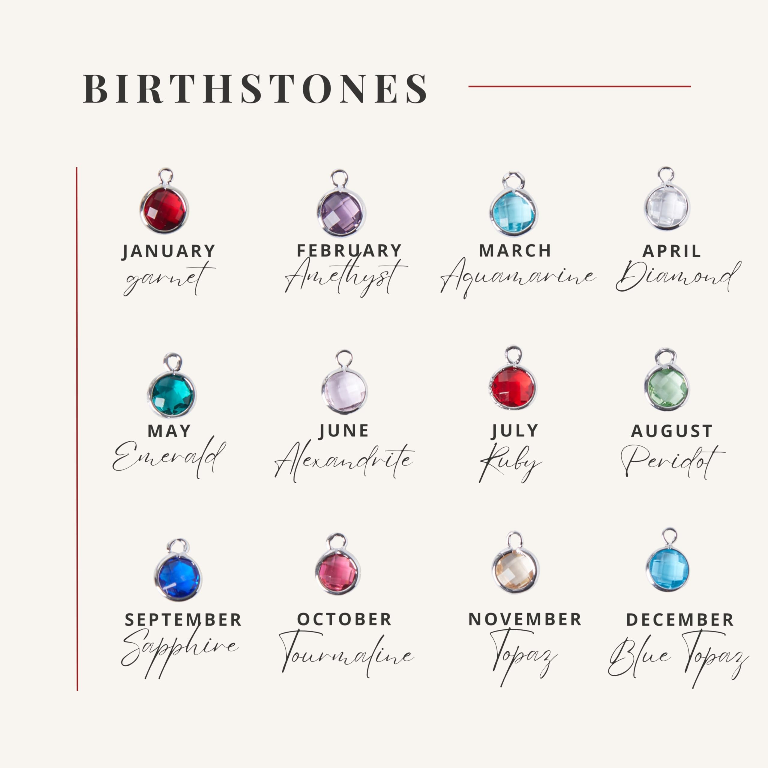 MignonandMignon Birthstone Name Necklace Personalized Gifts for Women Jewelry for Mom Gold Plated Pendant Charm, Custom Grandma Birthday Holiday Gifts -CN-BS-SH