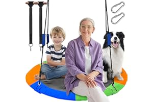 DEROFIT Tree Swing with Hanging Straps, 40 Inch Saucer Flying Swing for Kids - 750Lb Weight Capacity, Round Disc Swing, 900D Oxford Waterproof Fabric, Tree Swing Sets for Backyard, Indoor, Outdoor Playground