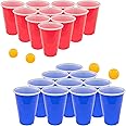 Fairly Odd Novelties Beer Pong Set - 22 Durable Cups in Red & Blue, 4 Precision Ping Pong Balls - The Epic Party Game for Endless Fun & Friendly Competition - Ideal for BBQs, Birthdays & More!