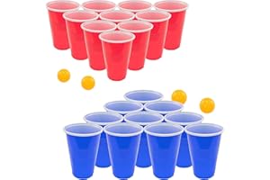 Fairly Odd Novelties Beer Pong Set - 22 Durable Cups in Red & Blue, 4 Precision Ping Pong Balls - The Epic Party Game for Endless Fun & Friendly Competition - Ideal for BBQs, Birthdays & More!
