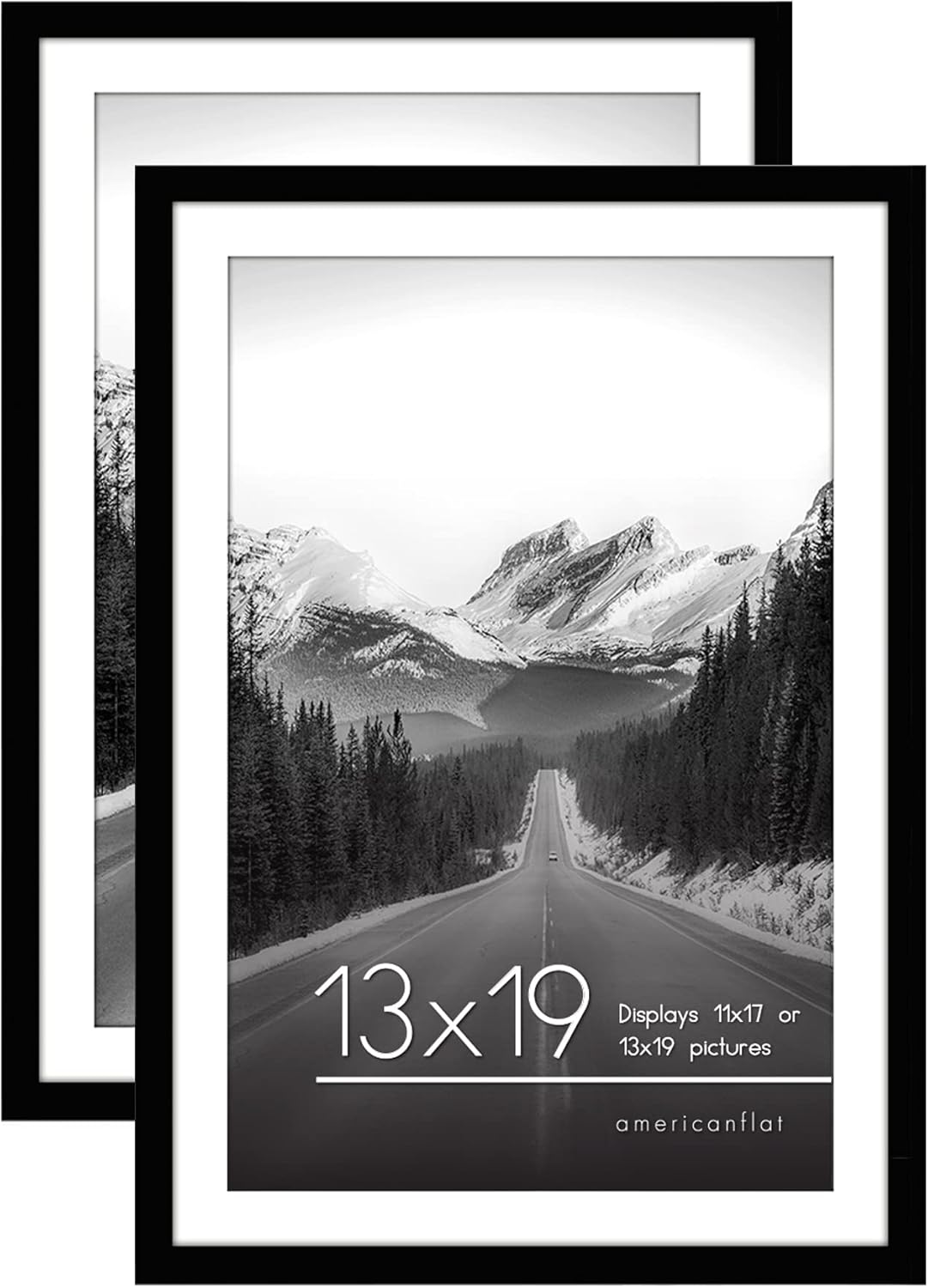 Photo Albums, Frames & Accessories - Americanflat 13x19 Picture Frame in Black - Set of 2 - Use as 11x17 Picture Frame with Mat or 13x19 Frame Without Mat - Includes Sawtooth Hanging Hardware for Horizontal or Vertical Display