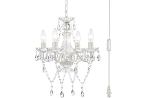 ALIGHTING Plug in Chandelier Lighting with Cord Small White Crystal Chandeliers 4 Light Children's Bedroom Chandelier Light Fixture