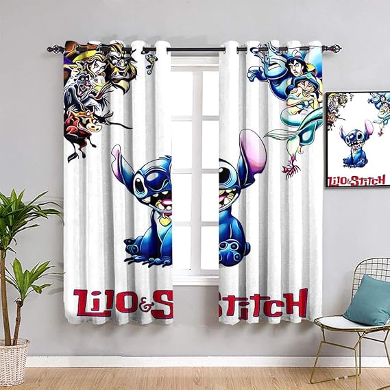 Lilo Stitch Anime Stitch Window Curtain Drape Customized Chid Curtains