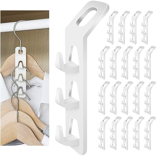 Cascading Clothes Hanger Hooks,Space Saving Series Multi-Function Multi-Layer Cabinet Clothes Connection Folding Storage Clothes Rack Hanger Household Strong Load-Bearing Closet Hook (20pcs)
