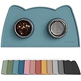 OHMO - Cat Food Mat, Silicone Pet Feeding Mat for Floor Non-Skid Waterproof Dog Water Bowl Tray, Slim Placemat for Baby Kids 