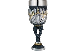 alikiki Medieval Swords Dragon Wine Goblet - GOT D&D Game Chalice of Merchandise - 7oz Stainless Steel Drinking Cup - Fantasy