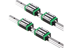 CHUANGNENG Linear Rail 2PCS HGR15 1500mm Length (59.06 inch) Guideway Rail with 4PCS Square TypeCarriage Bearing Block HGH15CA for CNC Automated Machine and 3D Printer