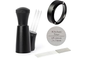 K KITCHENTOUR KitchenTour Espresso Accessories Kit 58mm, WDT Tool, Dosing Funnel and Puck Screen Set, 304 Stainless Steel Needle Coffee Distribution Stirrer, Portafilter Dosing Ring for Barista 58mm