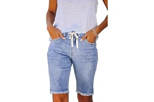 Dreweatts Womens Jean Shorts Stretchy Bermuda Denim Shorts for Mom Distressed Trendy