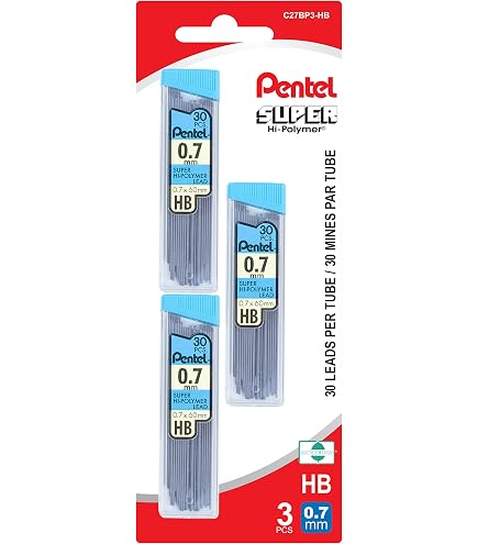 Pentel Mine Per Portamine Hi-Polymer 0.3 Mm HB: Confezione Da 24 (2 Tubi X 12), Resistenti E Facili Da Cancellare - 4