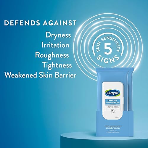 Cetaphil Face and Body Wipes, Gentle Skin Cleansing Cloths, 50