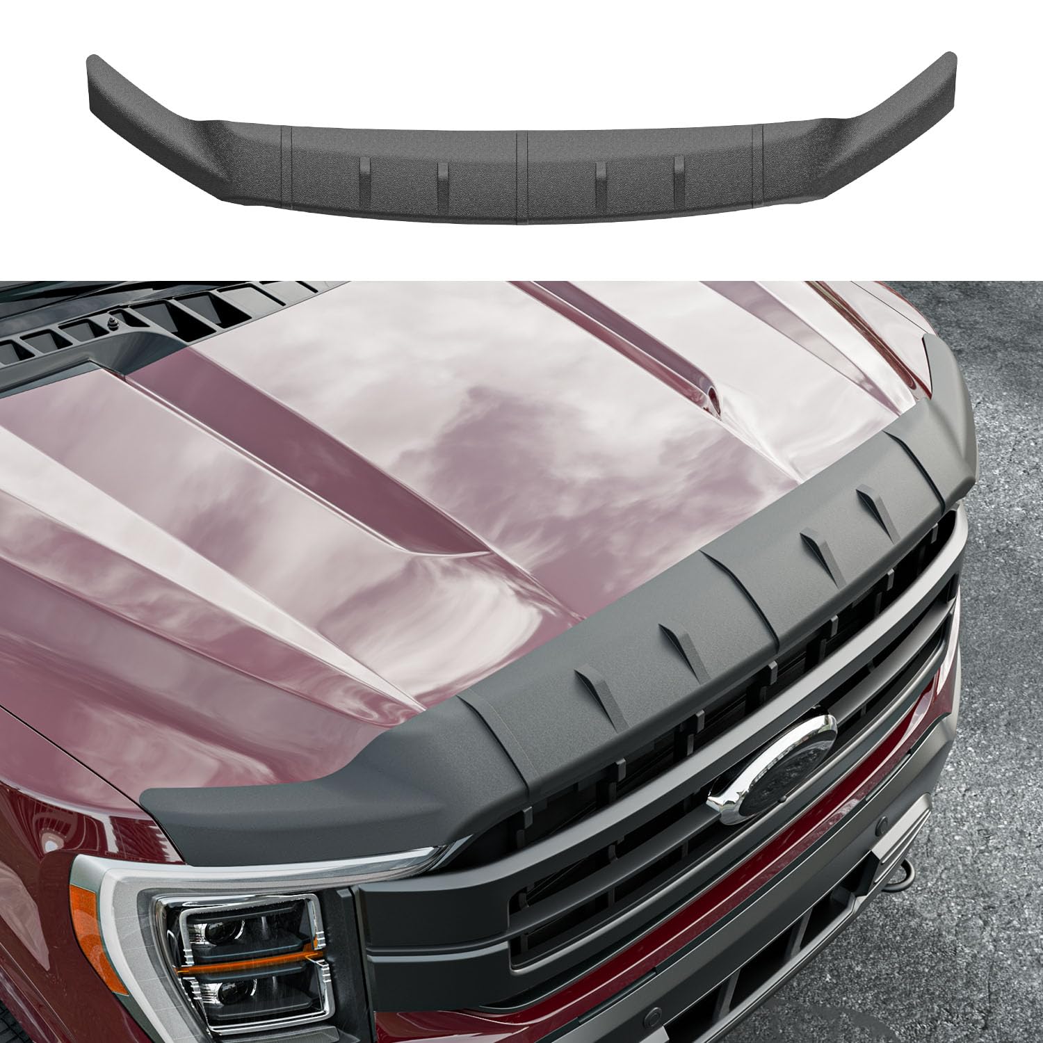 Photo 1 of Xipoo Hood Protector Compatible with 2021-2025 Ford F-150 Hood Shield TPE Front Shield Deflector Replacement for 2021 2022 2023 2024 2025 Ford F150 Accessories
