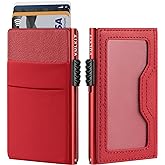 VULKIT Minimalist Wallet with ID Window & EDC Pocket Pop Up Card Holder RFID Blocking Slim Wallet Design for Airtag Cash Coins & Credit Cards