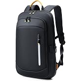 Lekespring Slim Laptop Backpack for Men, 15.6 Inch Expandable Business Travel Backpack with USB Charging Port, Lightweight Work Computer Bag, 600D Waterproof Durable Backpack, Black