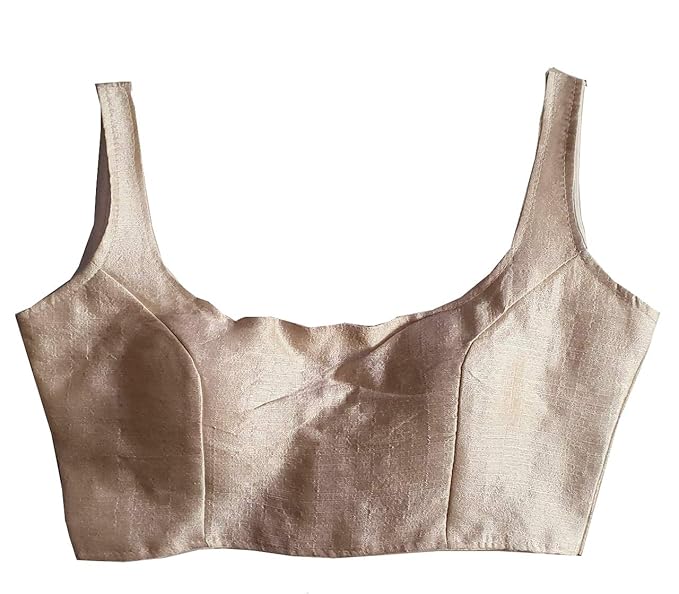 Women's Cream Colour Sleeveless Readymade Saree Blouse (38 Size+ margin)