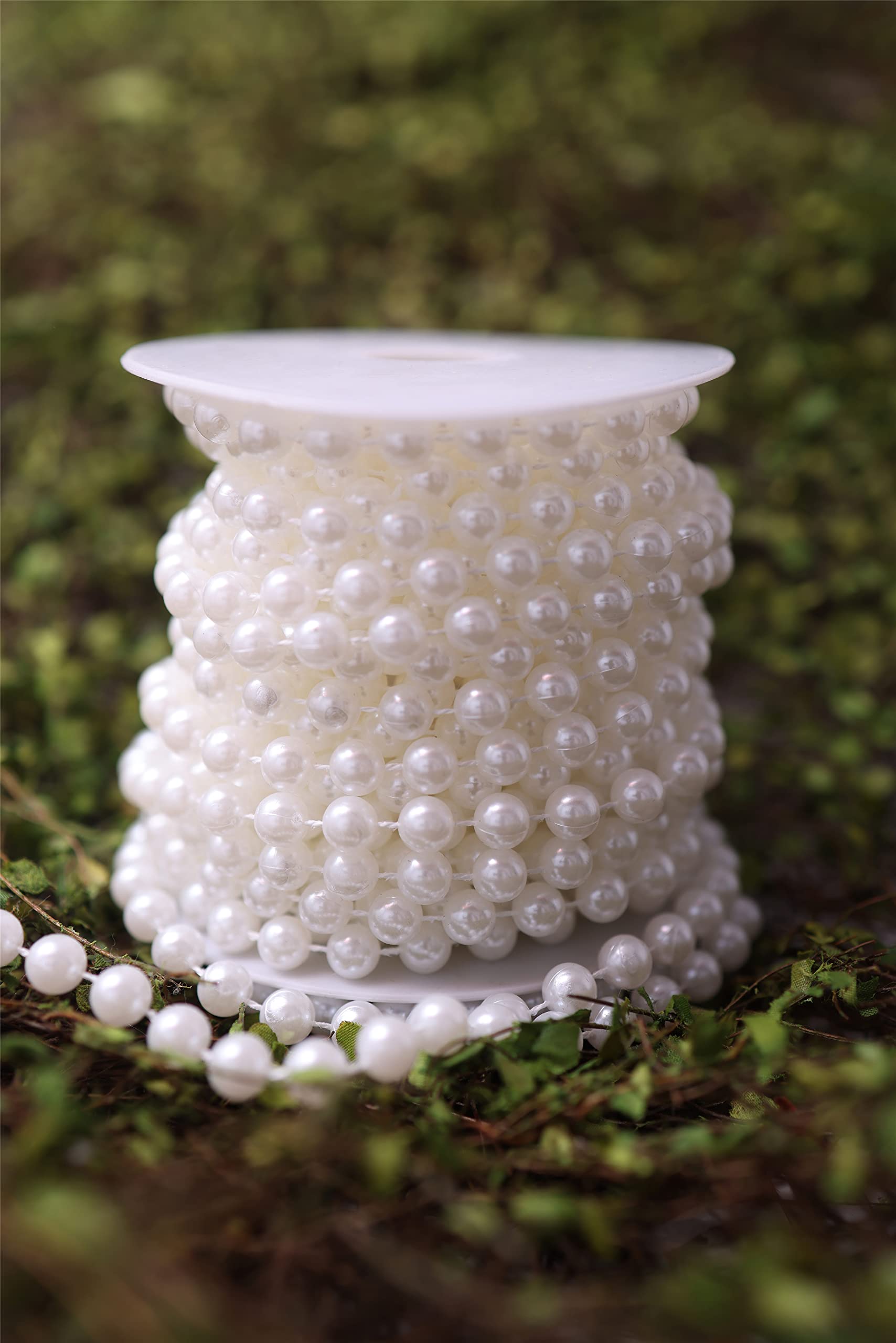 10m/Roll 8mm Artificial Pearl Garland Beads String Curtain Hanging Bead Curtain Wedding Club Party Decoration (White)