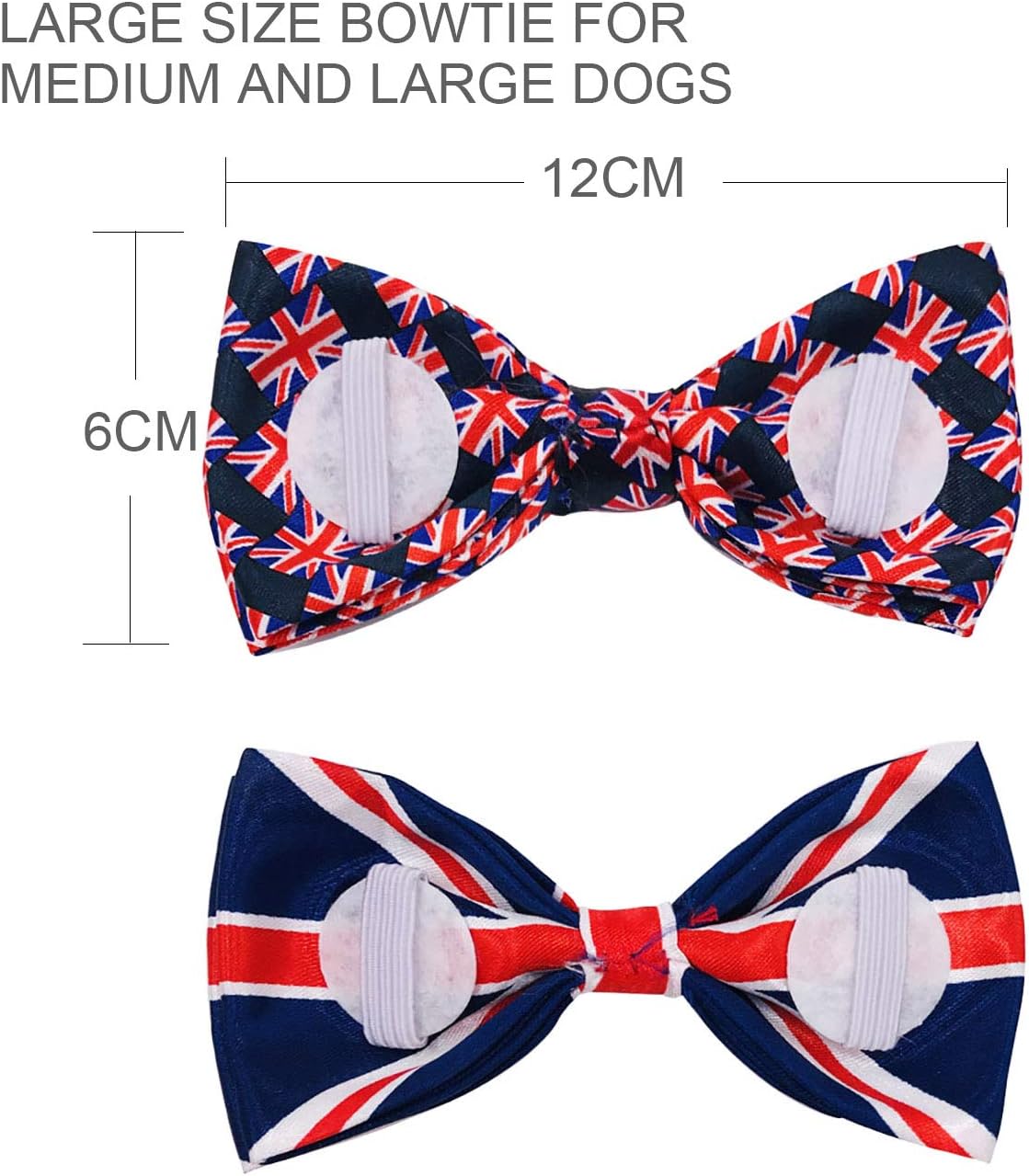 BIPY 2PCS Union Jack Dog Bow Ties UK Flag Patriotic Dogs Collar Bowties Holiday Party Celebrations King Charles Coronation Pet Grooming Accessories for Small Medium Cat Puppy Bow Tie (Large) - Image 4