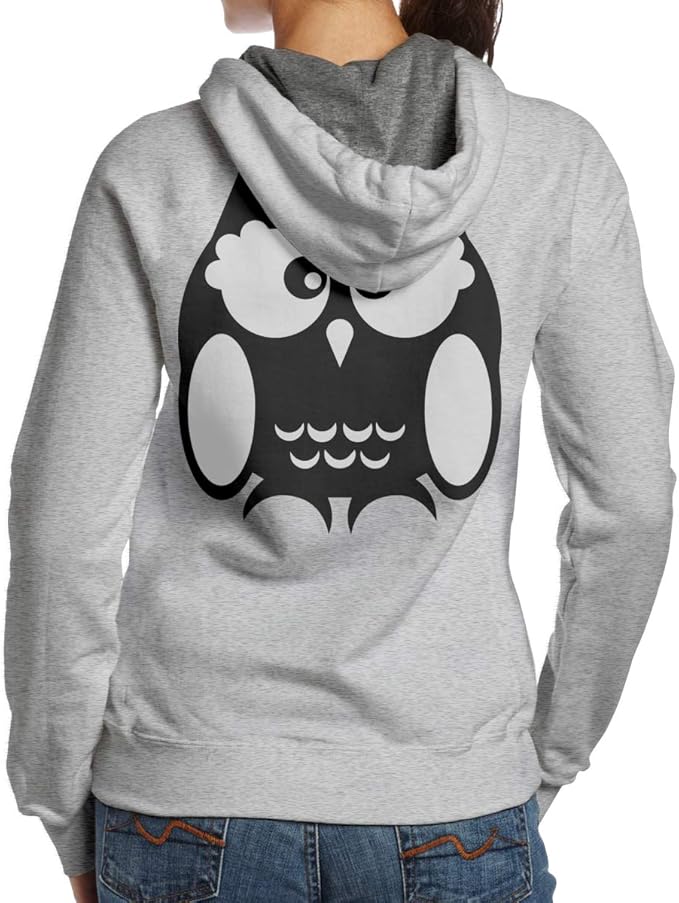 Owl Ladies Hooded Sweatshirts (Back Print) Gray Clothing