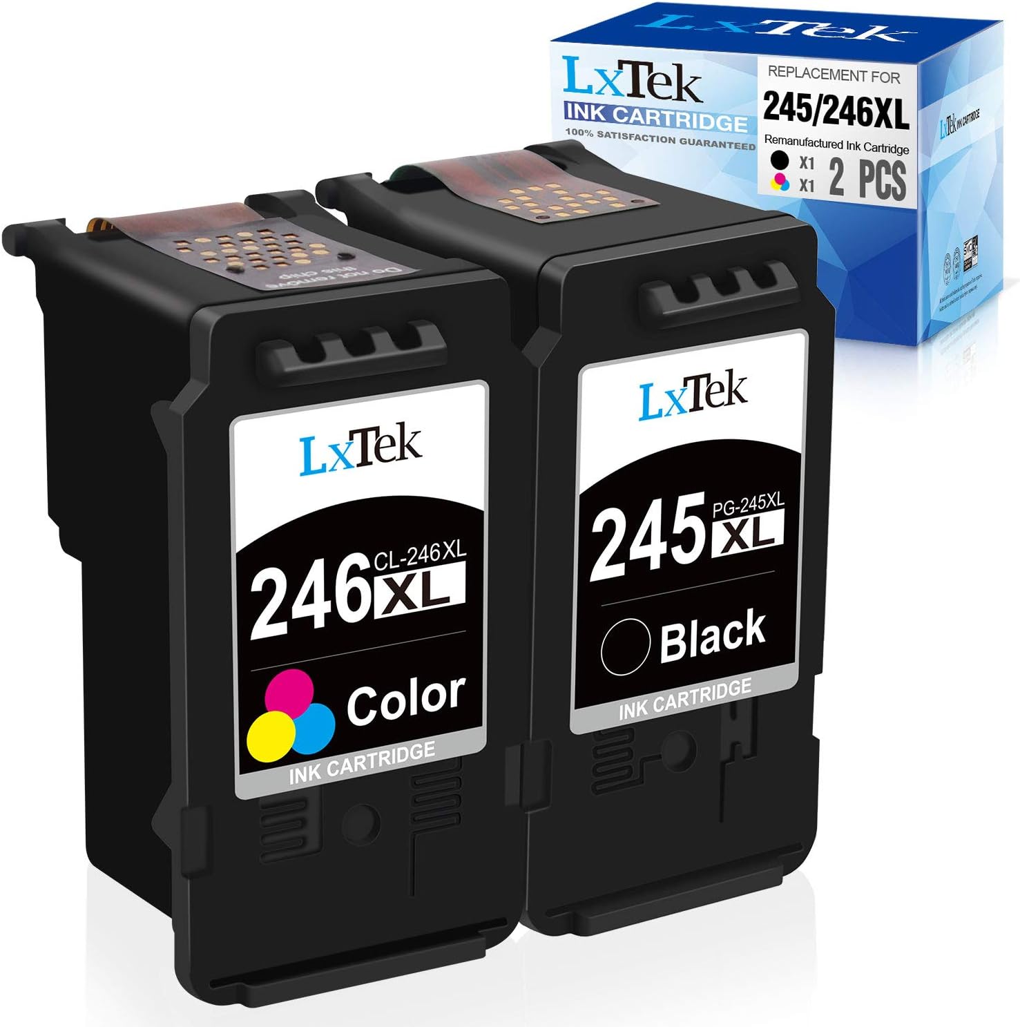 LxTek Remanufactured Ink Cartridge Replacement for Canon PG-245XL CL-246XL PG-243 CL-244 XL to use with Pixma MX492 MX490 MG2420 MG2520 MG2522 MG2920 MG2922 MG3022 MG3029 IP2820(1 Black + 1 Tri-Color)
