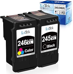 LxTek Remanufactured Ink Cartridge Replacement for Canon PG-245XL CL-246XL PG-243 CL-244 XL to use with Pixma MX492 MX490 MG2420 MG2520 MG2522 MG2920 MG2922 MG3022 MG3029 IP2820(1 Black + 1 Tri-Color)