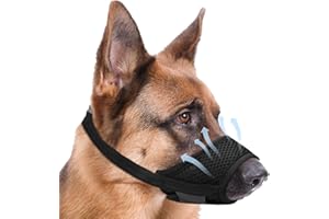 LEIGOPET Dog Muzzle, Soft Mesh Muzzle for Small Medium Large Dogs Anti Biting Barking Chewing with Adjustable Strap, Breathable Drinkable Pets Muzzle for German Shepherd Chihuahua Labrador Grooming (M)