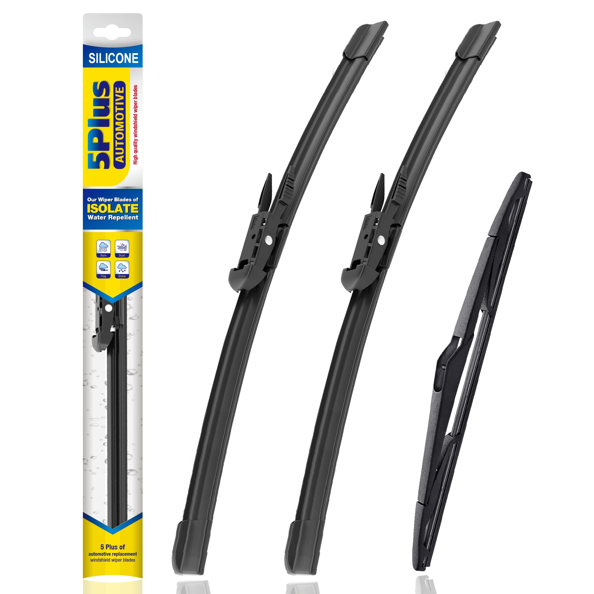 Photo 1 of 5 PLUS® Silicone Windshield Wipers Replacement for 2012 2013 2014 2015 2016 2017 2018 Ford Focus Wiper Blades(Set of 3),Automotive Replacement Windshield Wiper Blades For My Car-28"/28"/12"