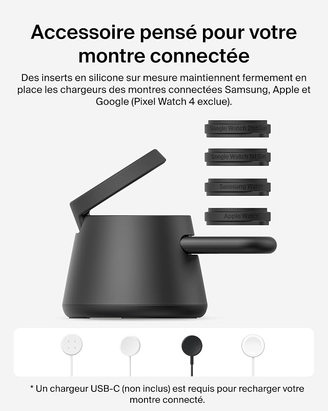 UltraCharge Station sans Fil 3-en-1 avec Qi2, 25 W - Noir
