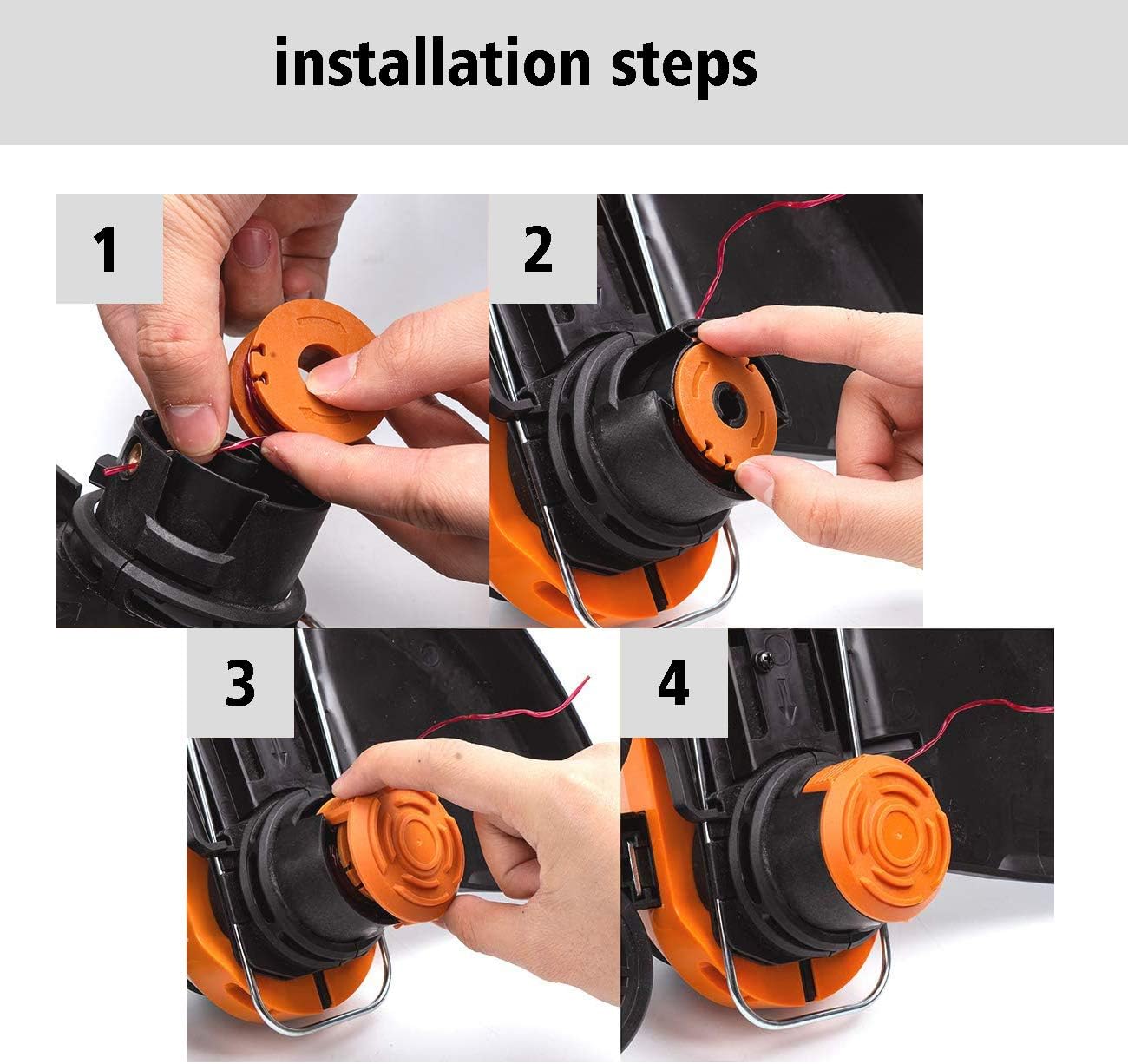 TIOIT Wa0010 Replacement Trimmer Spool line for Worx WG154 WG163 WG180 WG175 WG155 String Trimmer Weed Eater, Weed Wacker Spool Replacement Parts 10ft 0.065 ”Trimmer Line Refills (9 Spool 1 Cap) : Garden & Outdoor