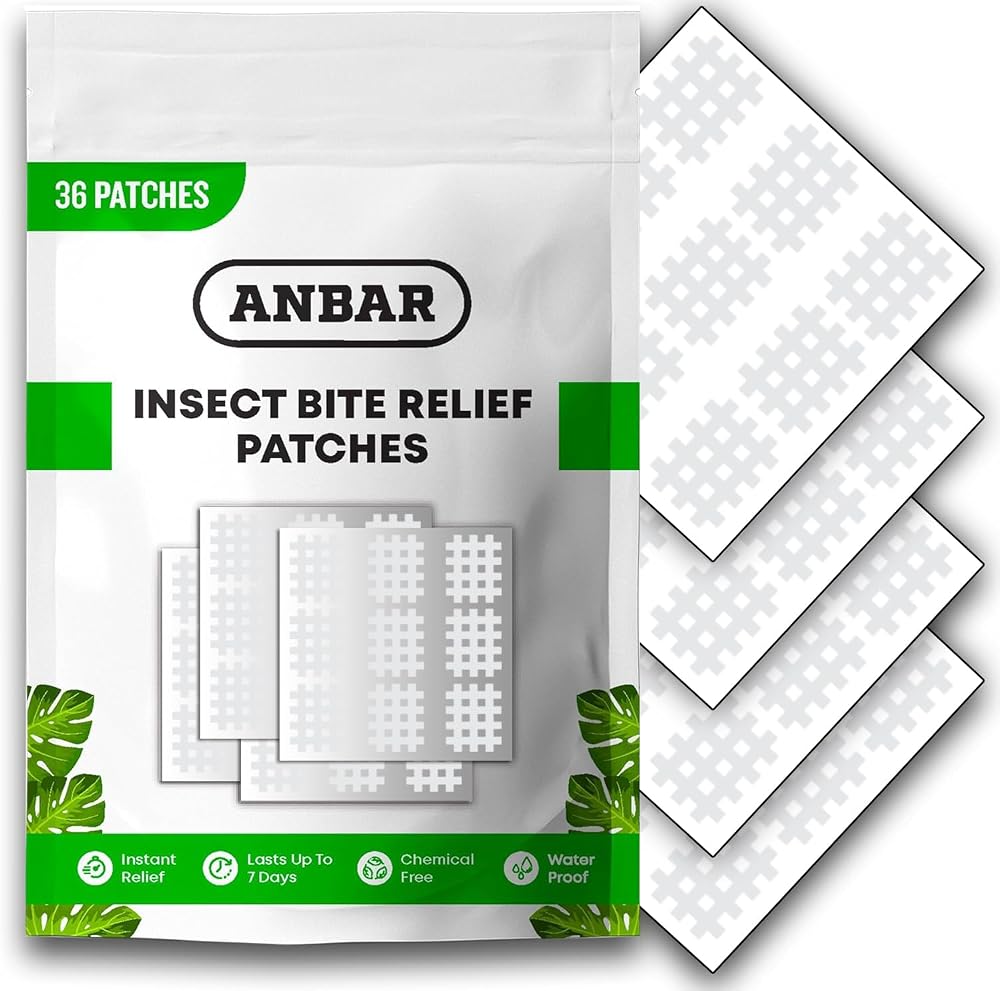 Anbar Bug Bite Itch Relief Patches 36 Pcs Natural Deet-Free Waterproof