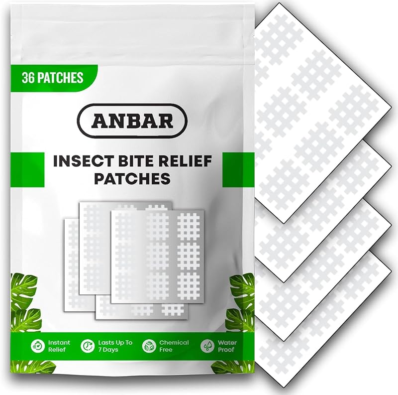 Anbar Bug Bite Itch Relief Patches 36 Pcs Natural Deet-Free Waterproof