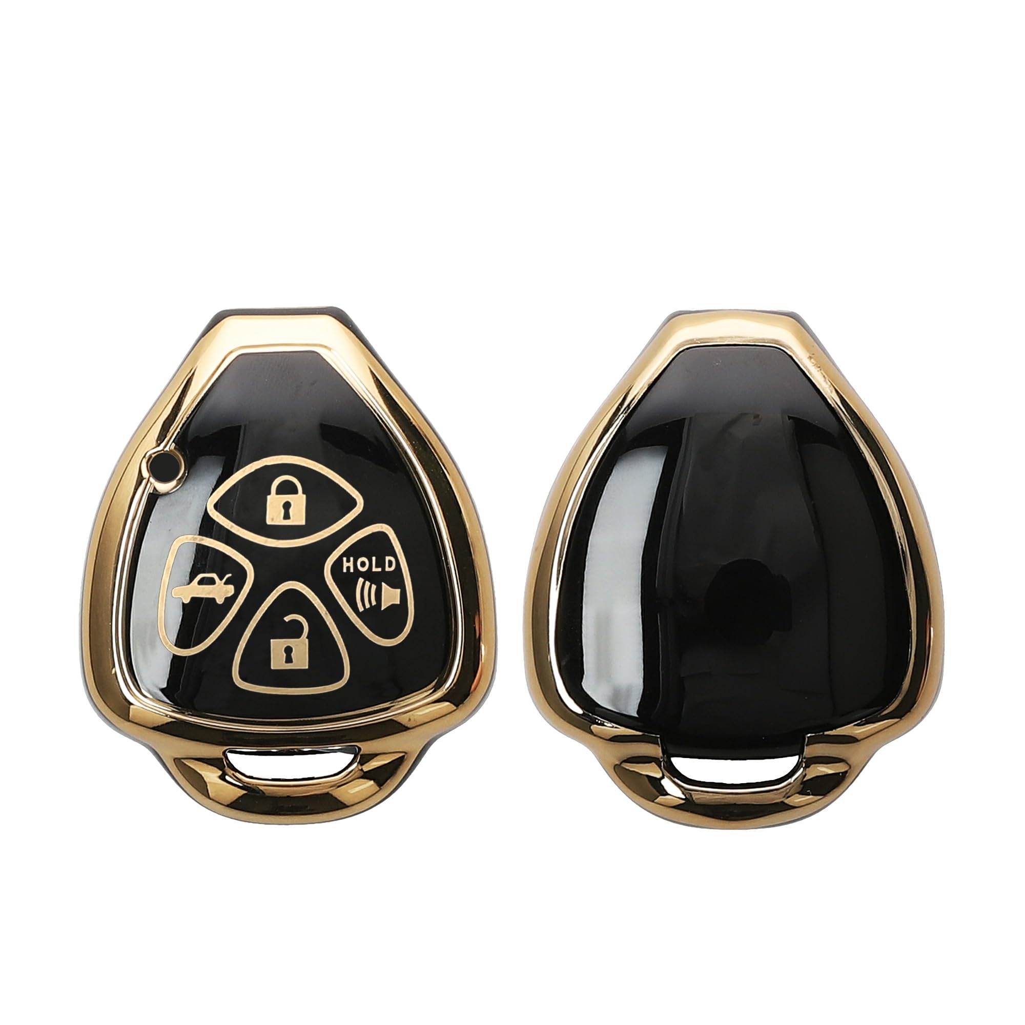 kwmobile Key Cover Compatible with Toyota 4-Button RAV4 Camry Avalon Corolla Matrix - Car Key Fob Case Protector - Black/Gold