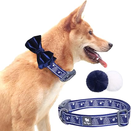 Neck 12 15 Holiday Dog Collars With Detachable Bowtie And Faux Fur Pom Poms Balls Pet Rejoir Christmas Dog Collar 15 19 And 19 25 Adjustable Pet Collar For Small Medium And Large Dogs Dogs
