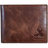 Mens RFID Blocking Bifold Wallet Soft Genuine Leather Brown Western